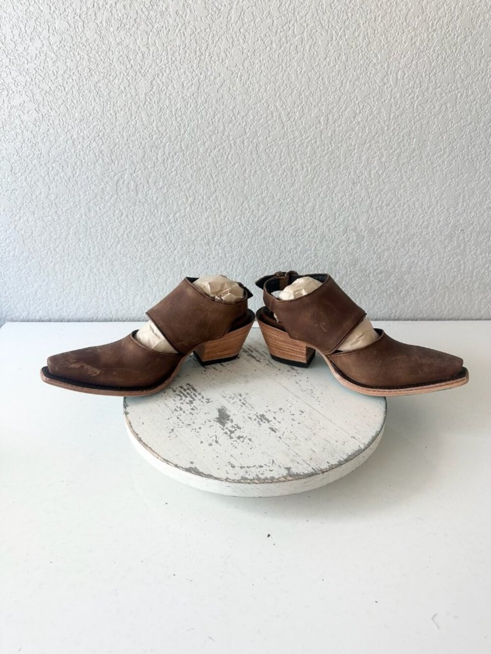 Lane Robin Slingback Mule Brown Cowboy Boots Womens Cowgirl Western Ankle Sz 7 - Picture 8 of 12